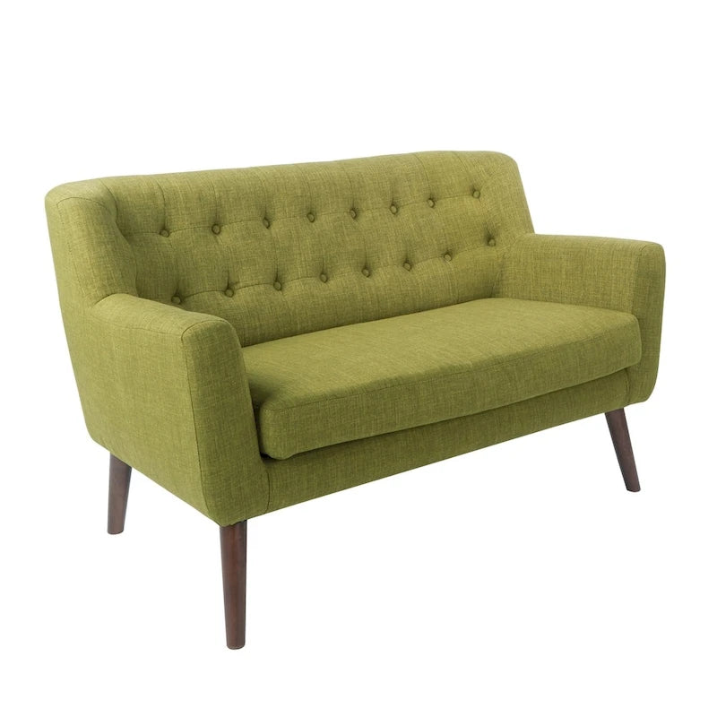 Divanetto in Tessuto con Schienale Trapuntato Stile Mid-Century | 2 Posti | Stile Moderno per Soggiorno