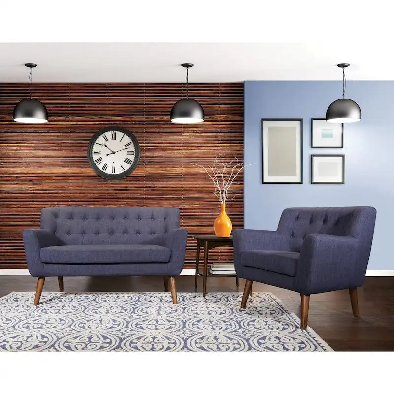 Divanetto in Tessuto con Schienale Trapuntato Stile Mid-Century | 2 Posti | Stile Moderno per Soggiorno