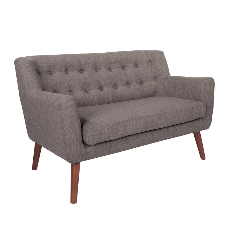 Divanetto in Tessuto con Schienale Trapuntato Stile Mid-Century | 2 Posti | Stile Moderno per Soggiorno