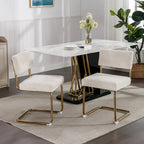 Sedie da pranzo moderne con base in metallo dorato, sedie da cucina accentate senza braccioli con trapuntatura a canale, set da 2