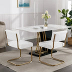 Sedie da pranzo moderne con base in metallo dorato, sedie da cucina accentate senza braccioli con trapuntatura a canale, set da 2
