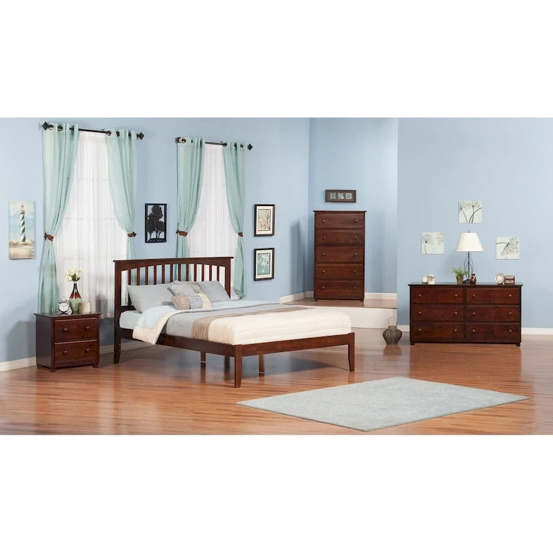 Letto matrimoniale Mission King in noce