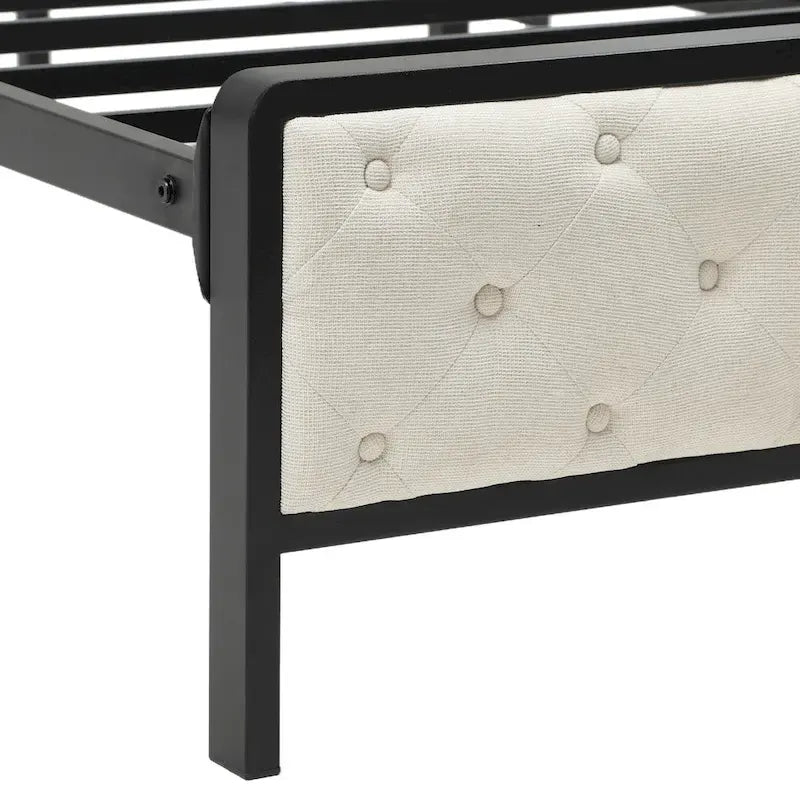 Letto imbottito con base a piattaforma e testiera contenitore | 2 porte USB | 499 kg | Queen