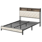 Letto imbottito con base a piattaforma e testiera contenitore | 2 porte USB | 499 kg | Queen