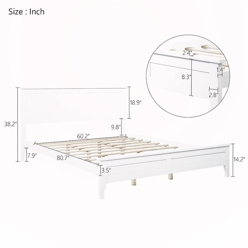 Letto a piattaforma matrimoniale in legno massello