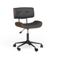 Sedia da Ufficio Mid-Century Modern | Similpelle Trapuntata | Legno di Noce | Girevole a 360°
