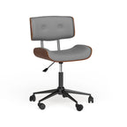 Sedia da Ufficio Mid-Century Modern | Similpelle Trapuntata | Legno di Noce | Girevole a 360°