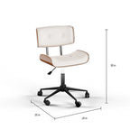 Sedia da Ufficio Mid-Century Modern | Similpelle Trapuntata | Legno di Noce | Girevole a 360°