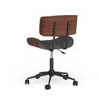 Sedia da Ufficio Mid-Century Modern | Similpelle Trapuntata | Legno di Noce | Girevole a 360°