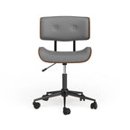 Sedia da Ufficio Mid-Century Modern | Similpelle Trapuntata | Legno di Noce | Girevole a 360°