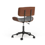 Sedia da Ufficio Mid-Century Modern | Similpelle Trapuntata | Legno di Noce | Girevole a 360°