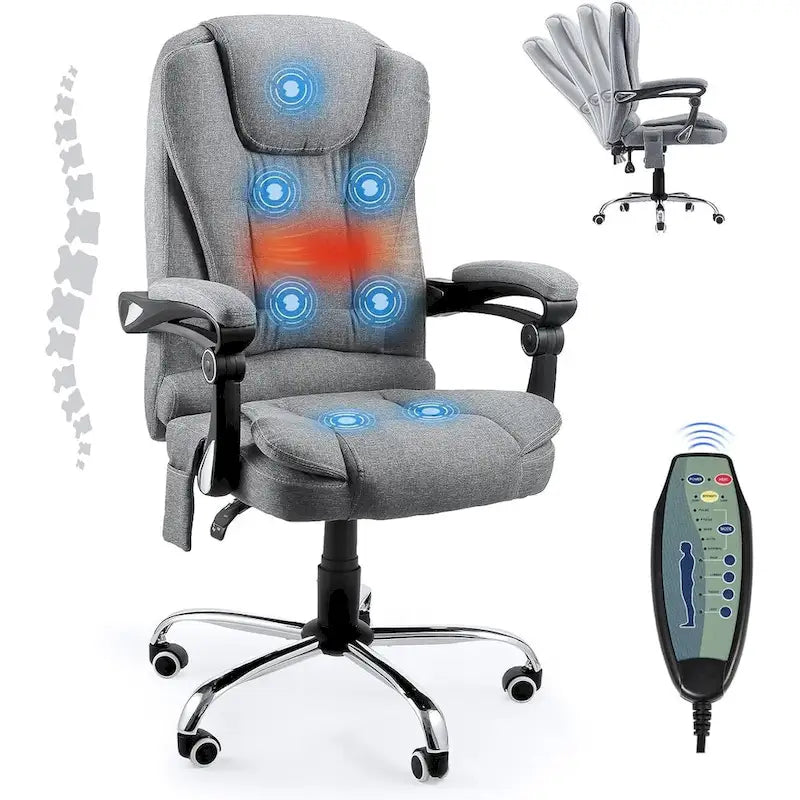 Sedia da Ufficio Ergonomica con Massaggio a 7 Punti e Calore | Reclinabile a 135° | Capacità 158 kg