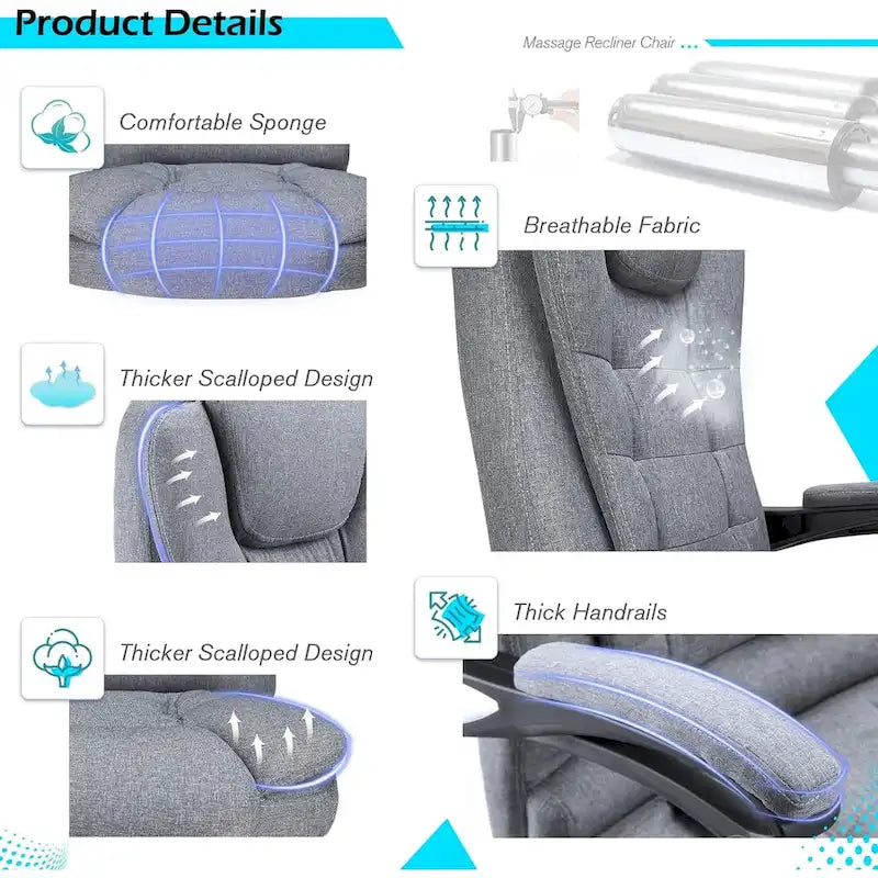 Sedia da Ufficio Ergonomica con Massaggio a 7 Punti e Calore | Reclinabile a 135° | Capacità 158 kg