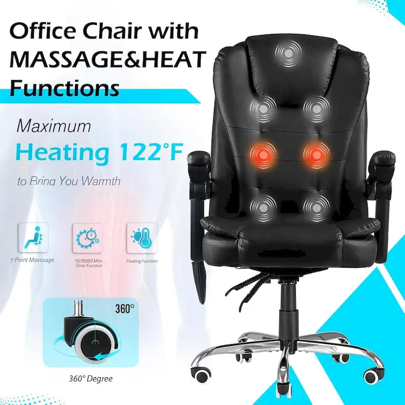 Sedia da Ufficio Ergonomica con Massaggio a 7 Punti e Calore | Reclinabile a 135° | Capacità 158 kg