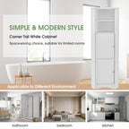 Mobiletto angolare alto per bagno | Ripiani regolabili | MDF | 38x38x155 cm