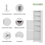 Mobiletto angolare alto per bagno | Ripiani regolabili | MDF | 38x38x155 cm