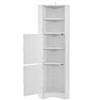 Mobiletto angolare alto per bagno | Ripiani regolabili | MDF | 38x38x155 cm