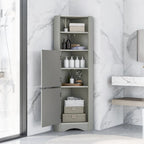 Mobiletto angolare alto per bagno | Ripiani regolabili | MDF | 38x38x155 cm
