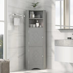 Mobiletto angolare alto per bagno | Ripiani regolabili | MDF | 38x38x155 cm