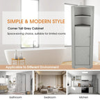 Mobiletto angolare alto per bagno | Ripiani regolabili | MDF | 38x38x155 cm