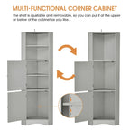 Mobiletto angolare alto per bagno | Ripiani regolabili | MDF | 38x38x155 cm