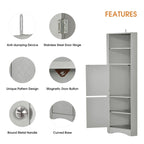 Mobiletto angolare alto per bagno | Ripiani regolabili | MDF | 38x38x155 cm