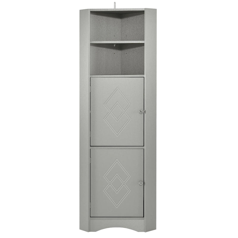 Mobiletto angolare alto per bagno | Ripiani regolabili | MDF | 38x38x155 cm