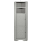 Mobiletto angolare alto per bagno | Ripiani regolabili | MDF | 38x38x155 cm
