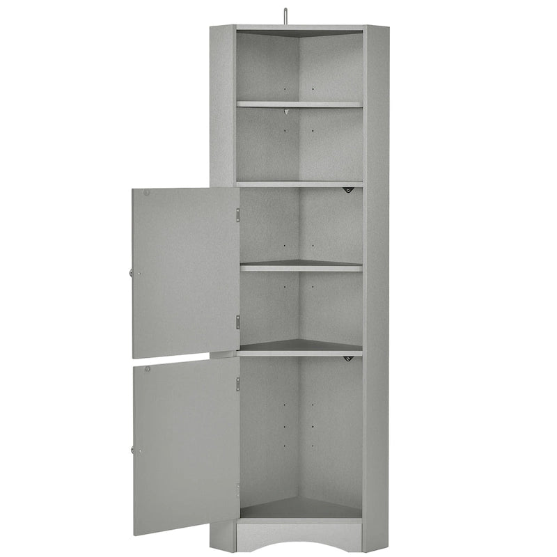 Mobiletto angolare alto per bagno | Ripiani regolabili | MDF | 38x38x155 cm