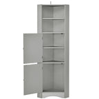 Mobiletto angolare alto per bagno | Ripiani regolabili | MDF | 38x38x155 cm