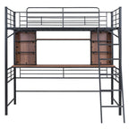 Letto a soppalco singolo con scrivania e mensola, letto a soppalco con scaletta, singolo, nero