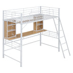 Letto a soppalco singolo con scrivania e mensola, letto a soppalco con scaletta, singolo, nero