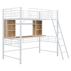 Letto a soppalco singolo con scrivania e mensola, letto a soppalco con scaletta, singolo, nero