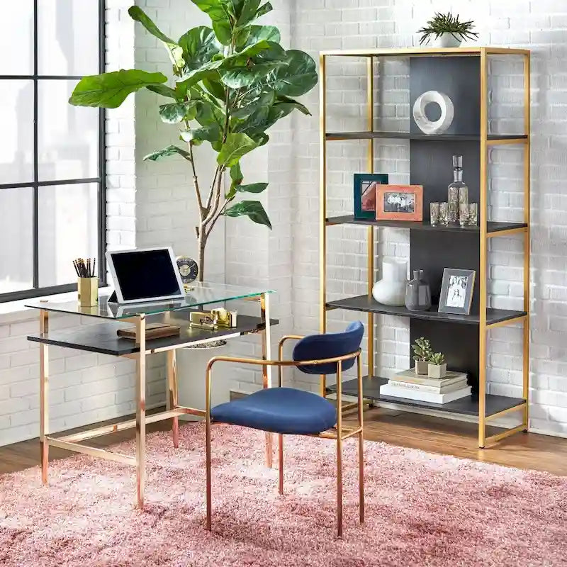 Scrivania con piano in vetro in stile Mid-Century Modern | Stile minimalista per l'home office