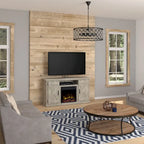 Mobile TV con camino elettrico in stile rustico per TV fino a 55" | Finitura Pino Ashland | 47.5" L