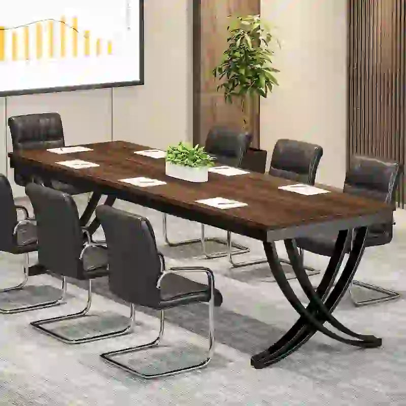 Tavolo da conferenza da 2 metri per 6-8 persone, Tavolo rettangolare da seminario lungo 198 cm
