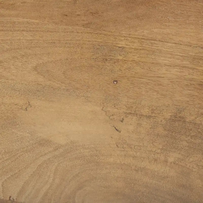 Tavolino rotondo in legno massello marrone chiaro | Base geometrica a 3 gambe | Stile moderno di metà secolo