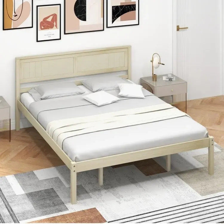 Struttura letto in legno con testiera e doghe di supporto
