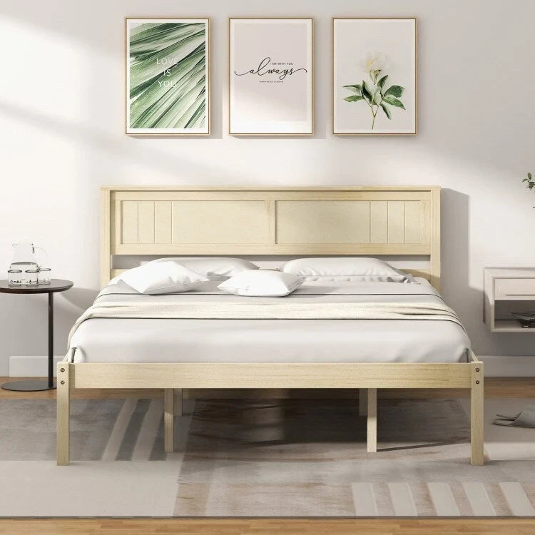 Struttura letto in legno con testiera e doghe di supporto