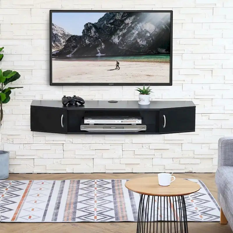 Console TV/Media Flottante a Parete e Mobiletto Scrivania | Gestione Cavi | Moderno