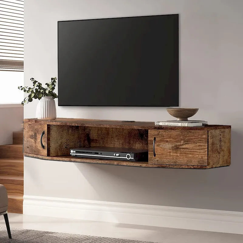 Console TV/Media Flottante a Parete e Mobiletto Scrivania | Gestione Cavi | Moderno