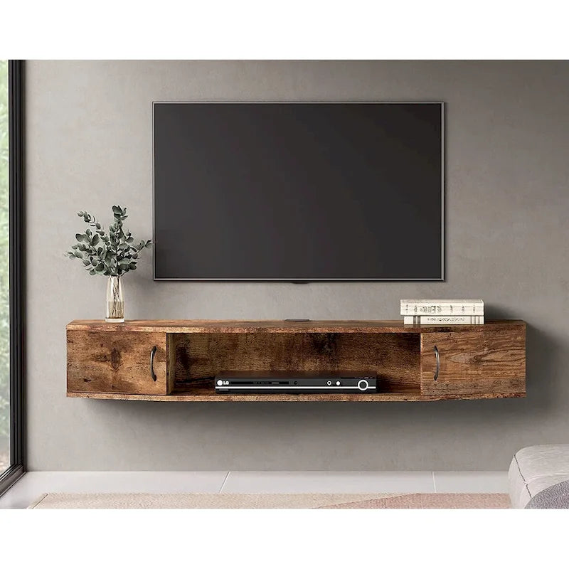 Console TV/Media Flottante a Parete e Mobiletto Scrivania | Gestione Cavi | Moderno