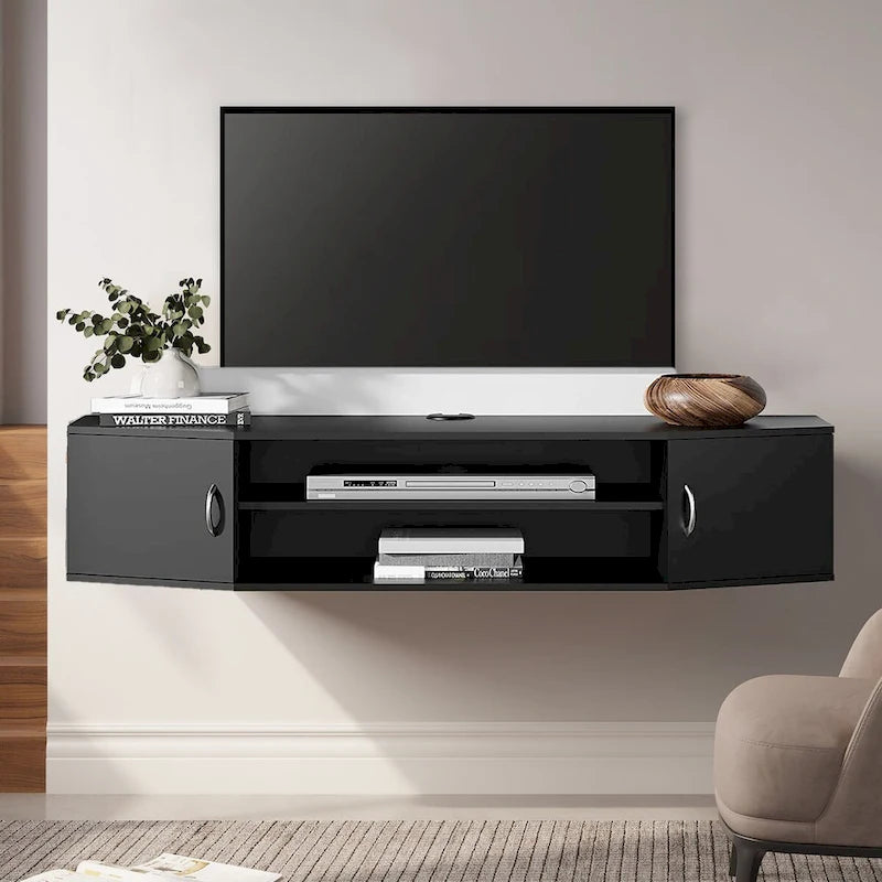 Console TV/Media Flottante a Parete e Mobiletto Scrivania | Gestione Cavi | Moderno