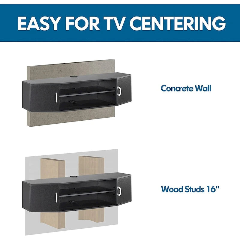Console TV/Media Flottante a Parete e Mobiletto Scrivania | Gestione Cavi | Moderno
