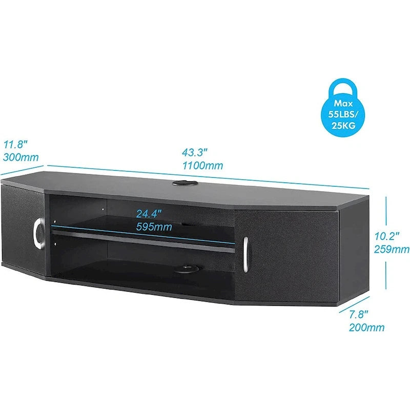 Console TV/Media Flottante a Parete e Mobiletto Scrivania | Gestione Cavi | Moderno