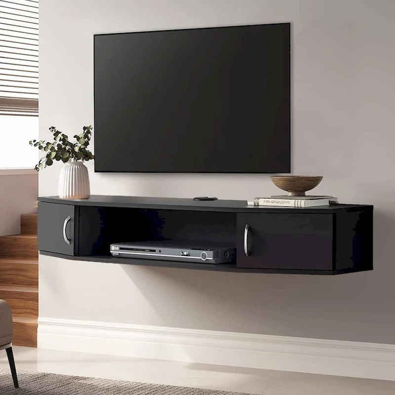 Console TV/Media Flottante a Parete e Mobiletto Scrivania | Gestione Cavi | Moderno