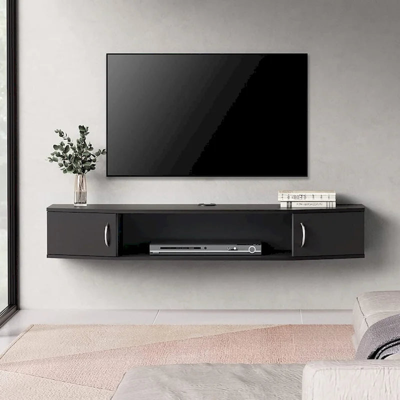 Console TV/Media Flottante a Parete e Mobiletto Scrivania | Gestione Cavi | Moderno