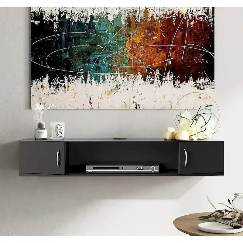 Console TV/Media Flottante a Parete e Mobiletto Scrivania | Gestione Cavi | Moderno