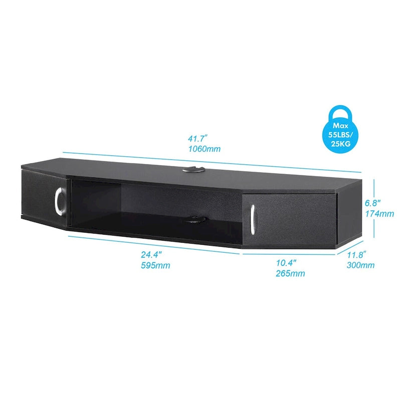 Console TV/Media Flottante a Parete e Mobiletto Scrivania | Gestione Cavi | Moderno