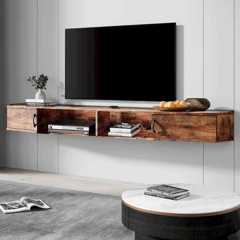 Console TV/Media Flottante a Parete e Mobiletto Scrivania | Gestione Cavi | Moderno